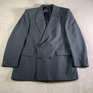 Vintage Kuppenheimer Suit Jacket Mens 42R Gray Pinstripe Double Breasted USA‎